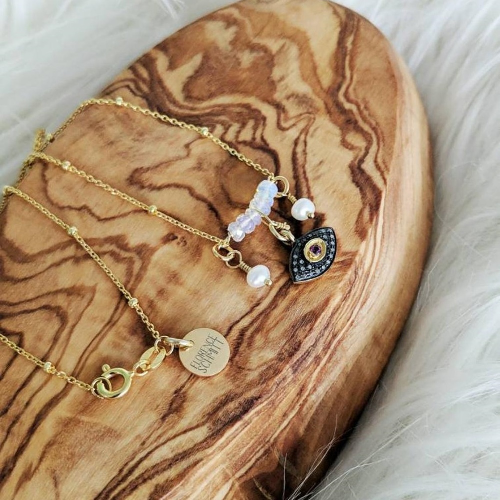 Opal and Diamond Evil Eye Choker